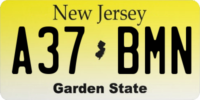 NJ license plate A37BMN