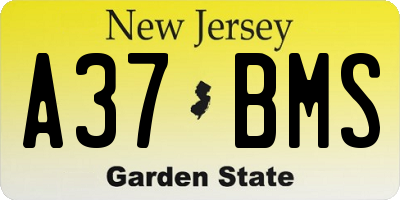 NJ license plate A37BMS