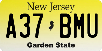 NJ license plate A37BMU