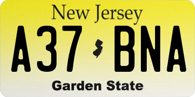 NJ license plate A37BNA