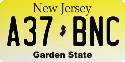 NJ license plate A37BNC