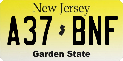 NJ license plate A37BNF