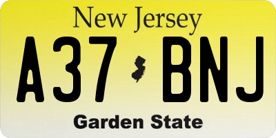 NJ license plate A37BNJ