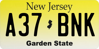 NJ license plate A37BNK