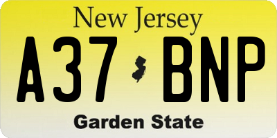NJ license plate A37BNP