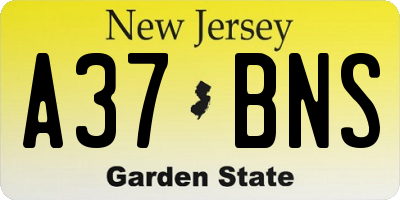 NJ license plate A37BNS