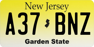 NJ license plate A37BNZ