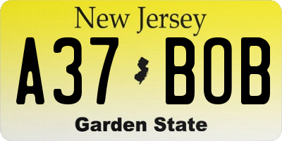 NJ license plate A37BOB