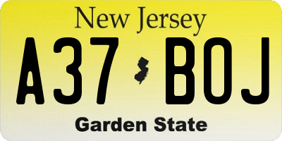 NJ license plate A37BOJ