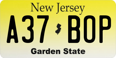 NJ license plate A37BOP