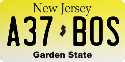 NJ license plate A37BOS