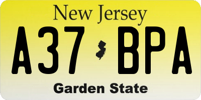 NJ license plate A37BPA