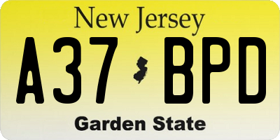 NJ license plate A37BPD