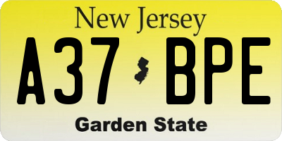 NJ license plate A37BPE