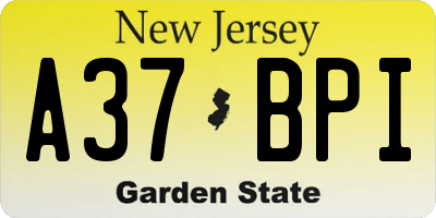 NJ license plate A37BPI