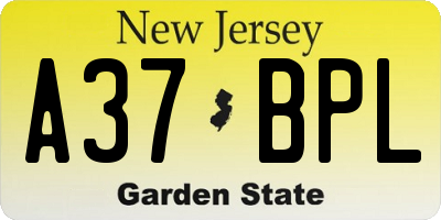 NJ license plate A37BPL