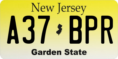 NJ license plate A37BPR