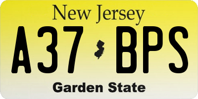 NJ license plate A37BPS