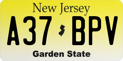 NJ license plate A37BPV