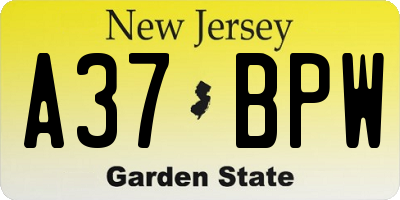 NJ license plate A37BPW