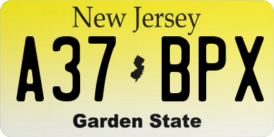 NJ license plate A37BPX