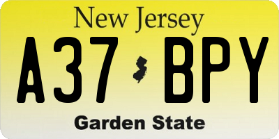 NJ license plate A37BPY