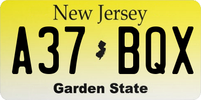 NJ license plate A37BQX