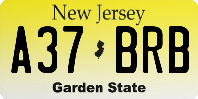 NJ license plate A37BRB