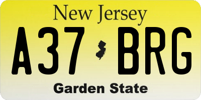 NJ license plate A37BRG