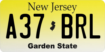 NJ license plate A37BRL