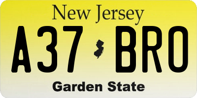 NJ license plate A37BRO