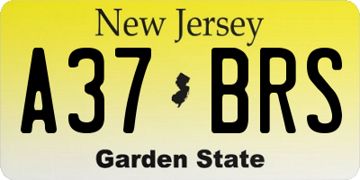 NJ license plate A37BRS