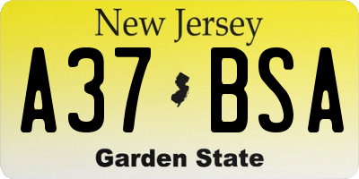 NJ license plate A37BSA