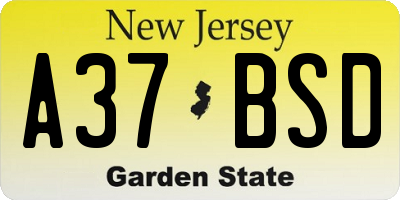 NJ license plate A37BSD
