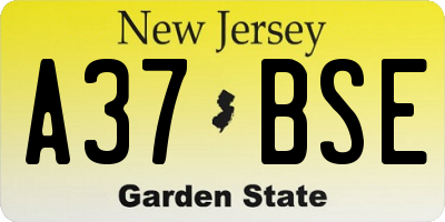 NJ license plate A37BSE