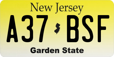 NJ license plate A37BSF