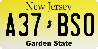 NJ license plate A37BSO