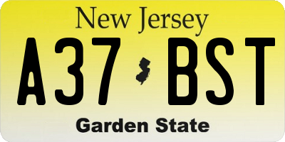 NJ license plate A37BST