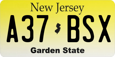 NJ license plate A37BSX