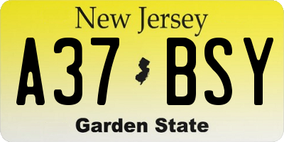 NJ license plate A37BSY