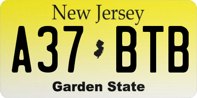 NJ license plate A37BTB