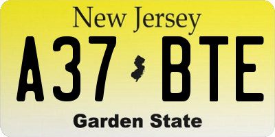 NJ license plate A37BTE