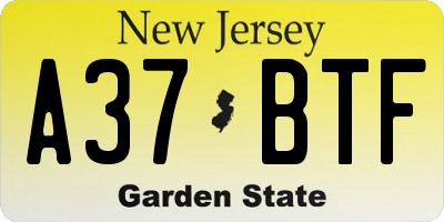 NJ license plate A37BTF
