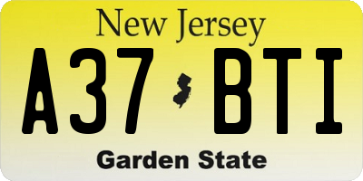 NJ license plate A37BTI