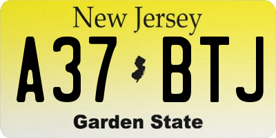 NJ license plate A37BTJ