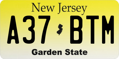 NJ license plate A37BTM
