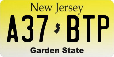 NJ license plate A37BTP