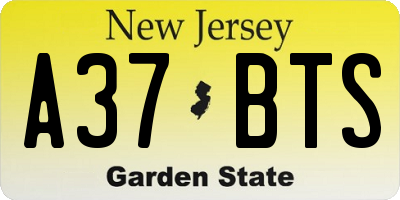NJ license plate A37BTS