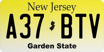 NJ license plate A37BTV