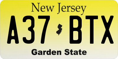 NJ license plate A37BTX